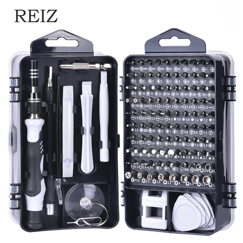 REIZ Screwdriver Set Precision Hex Screw Driver Bit Kit Magnetic Bits 110/112/115 In 1 Multitools Repair Mobile Phone Hand Tools |