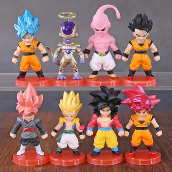 

Dragon Ball Z Super Saiyan God Blue Rose Son Goku Black Gohan Gogeta Majin Buu Freeza PVC Figures Toys 8pcs/set