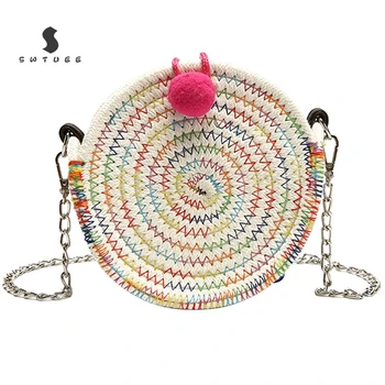 

Fashion Round Shoulder Bag Rattan Hand Woven Beach Straw Hand Bags Small Mini Shell Crossbody Messenger Bag For Women