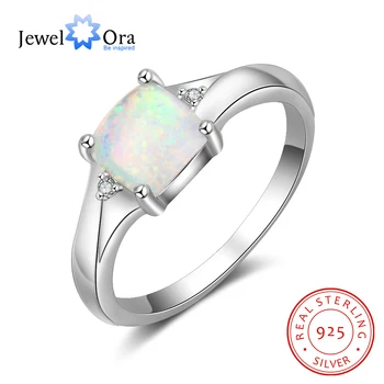 

JewelOra Square Created White Opal Stone 925 Sterling Silver Rings for Women Elegant Female Finger Ring Silver 925 Fine Jewelry