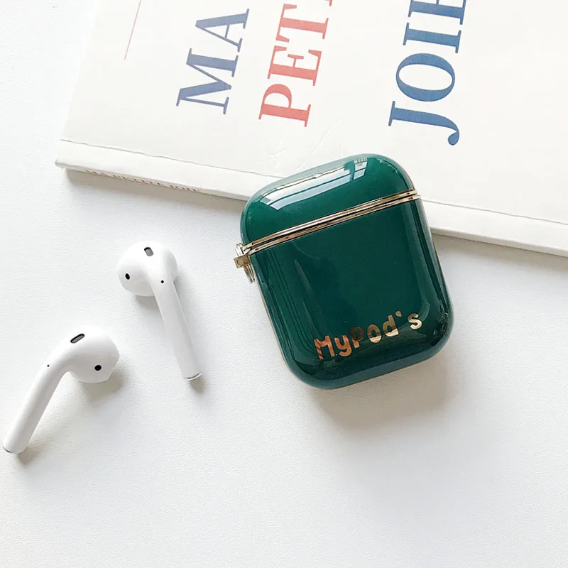 Dark green EKONEDA роскошный однотонный защитный чехол с покрытием для Airpods 1 2 Силиконовый чехол Мягкая задняя крышка для Airpods чехол - Цвет: Dark green