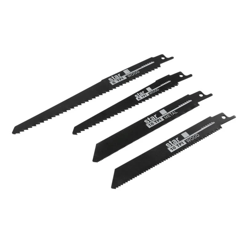 4Pcs Black 18TPI/10TPI/6TPI Saw Blade for Reciprocating Saw Sabre Saw Jig Saw Blade Jigsaw Blades Set Metal Wood Assorted Blades cordless electric scissors