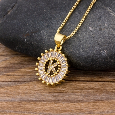 Sale Women Girls Initial Letter Necklace 26 Letters Charm Gold Name Necklace Pendant Top Quality Copper Zircon Jewelry Gift