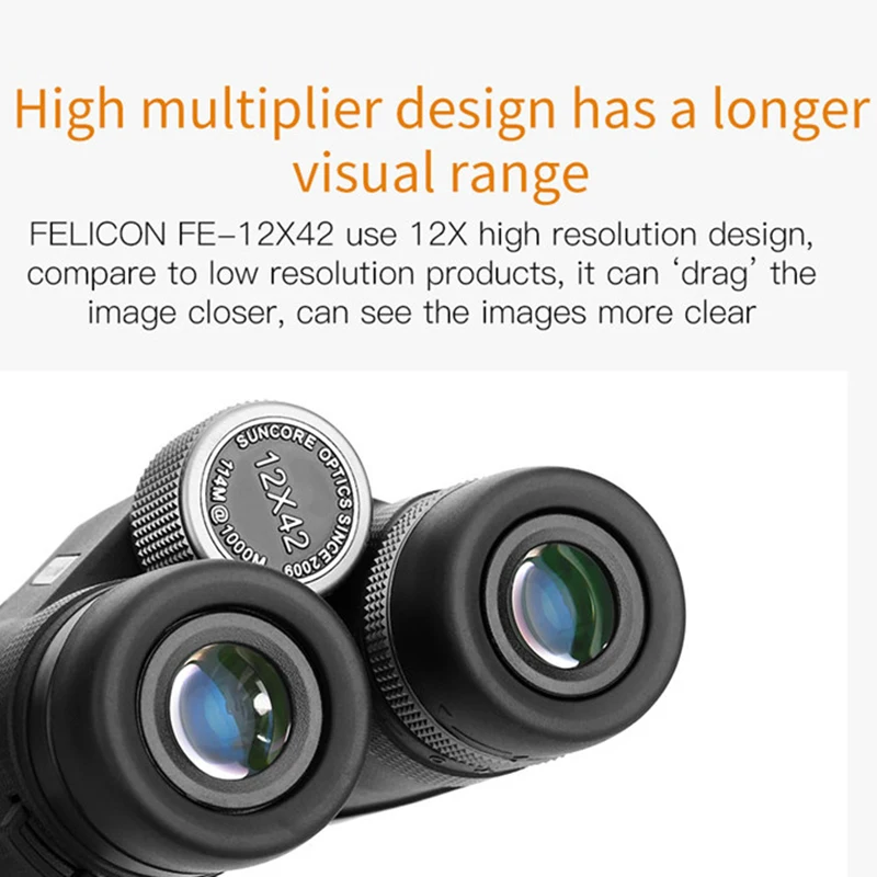 Телескоп Felicon Fe-12X42, бинокль, 12 раз, 10-3000 метров эффективный, Призма Bak4, для высадки или просмотра