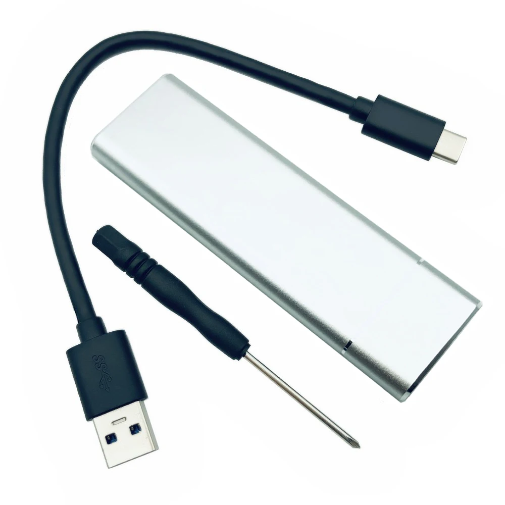 Silver USB 3,1 к M.2 NGFF SSD жесткий диск коробка адаптера корпус для жесткого диска чехол с Тип-C кабель для 2230/2242/2260/2280 m2 SATA SSD чехол - Цвет: Silver