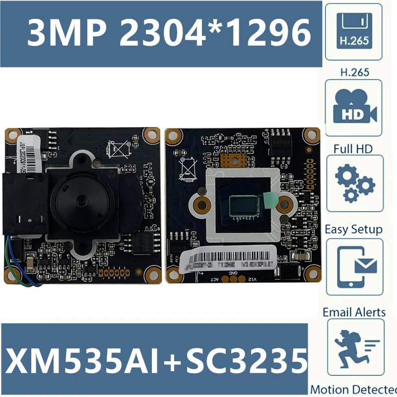 Плата модуля IP-камеры XM535AI + SC3235 3 Мп 7 мм irc-2304 * 1296 @ 20fps 1920*1080 25fps Onvif CMS XMEYE CMOS P2P с