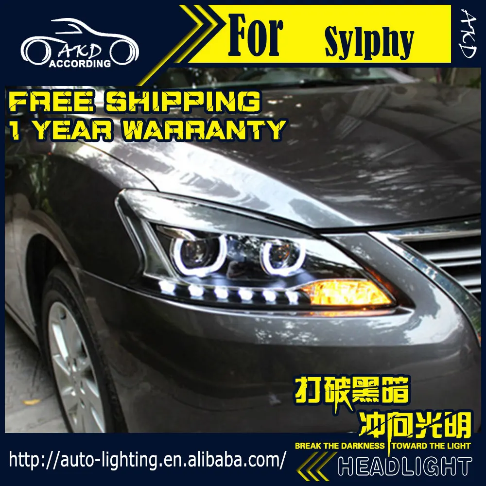 AKD автостайлинг фары для Nissan Sentra 2012 2015 Sylphy светодиодный ные H7 D2H Hid опция