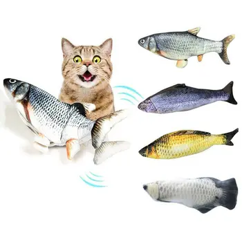 

Interactive Cat Chew Bite Toys Supplies Realistic Plush Electric Moving Fish Toy For Pets Kitty Kitten Fish Flop Cat Wagging Toy