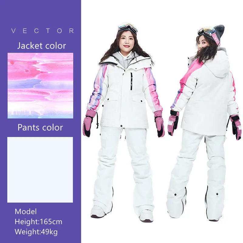 Women Winter Warm Snow Jacket Pants Sports Cloth Waterproof Ski Suit Female Thick Warm Outdoor Sports Jackets - Цвет: Women 03