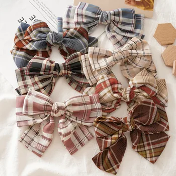 

1Pcs Three-layer Lattice Large Bowknot Hair Clip 7 Colors Optional Sweet Cloth Metal Hairpin For Women Girls Hair Accessories