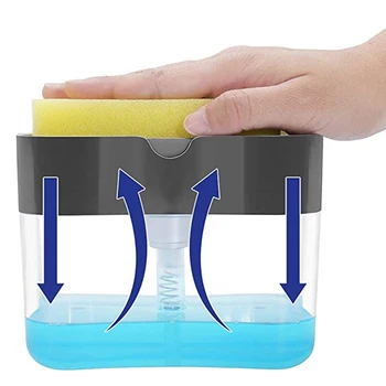

Soap Pump Dispenser Sponge Holder Manual Press Liquid Container Kitchen Cleaner for Kitchen Bathroom Accessories Set
