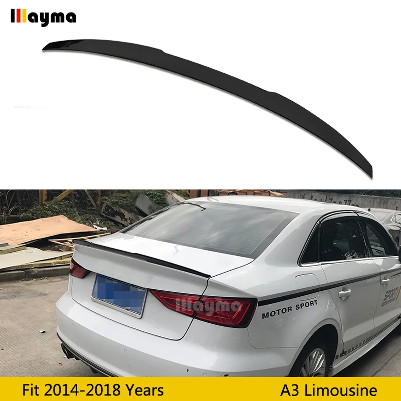 V Style Abs Rear Trunk Spoiler For Audi A3 Sline S3 Limousine 14 15 16 17 18 Year Gloss Black Car Rear Wing Spoiler Spoilers Wings Aliexpress