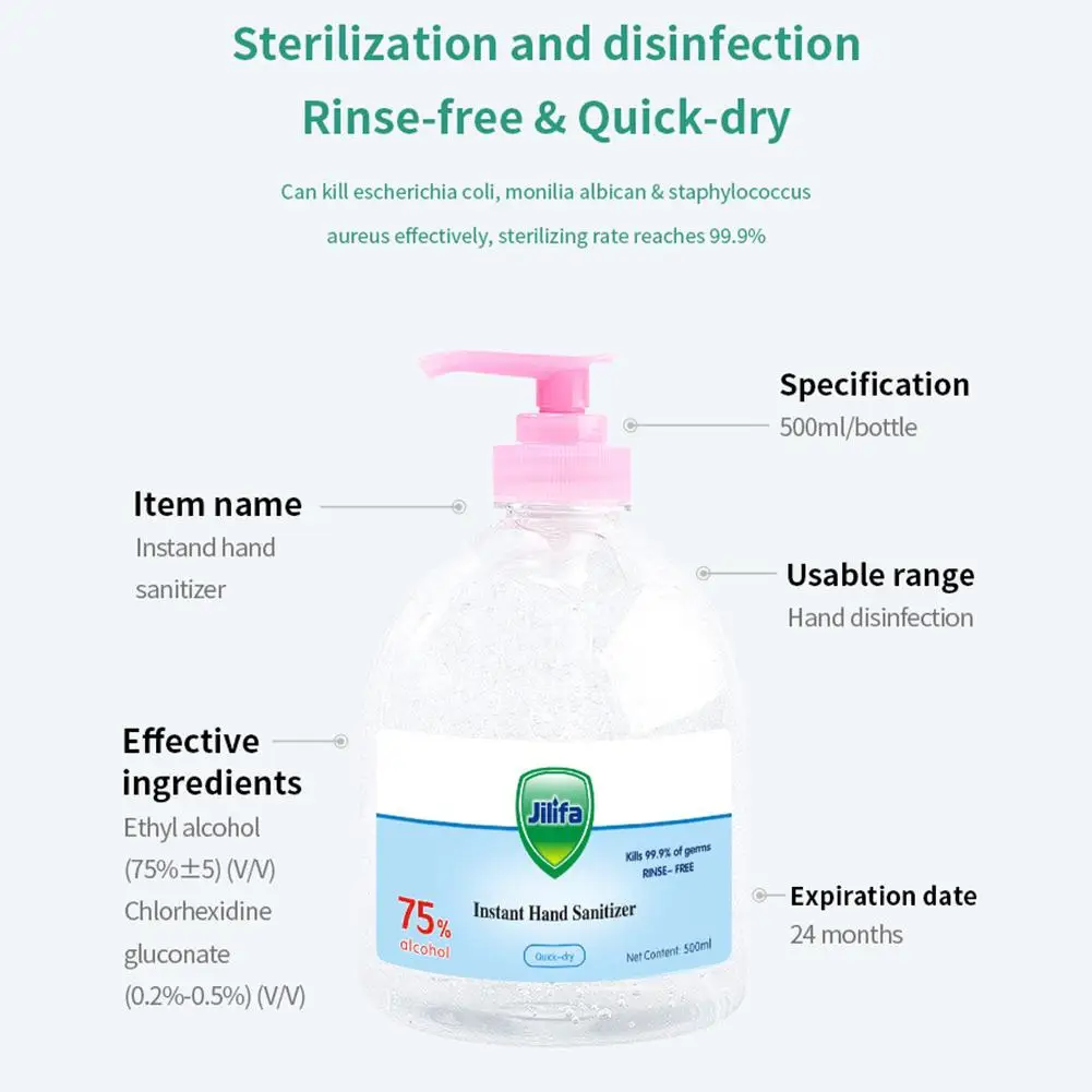 500 Ml Disposable Hand Sanitizer Rinse Free 75% Alcohol Hand Soap Hand Wash Gel For Home Travel Instant Cleaning 500 Ml Disposable Hand Sanitizer Rinse Free 75% Alcohol Hand Soap Hand Wash Gel For Home Travel Instant Cleaning