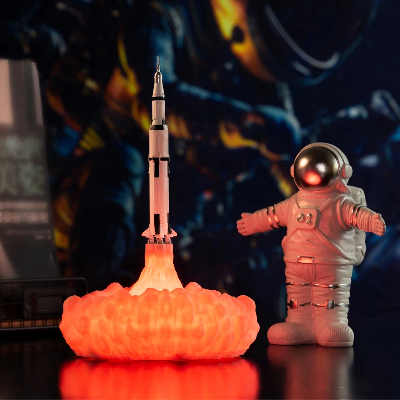Новинка 2019 Прямая поставка 3D принт лампы Saturn V перезаряжаемый ночсветильник Apollo 5