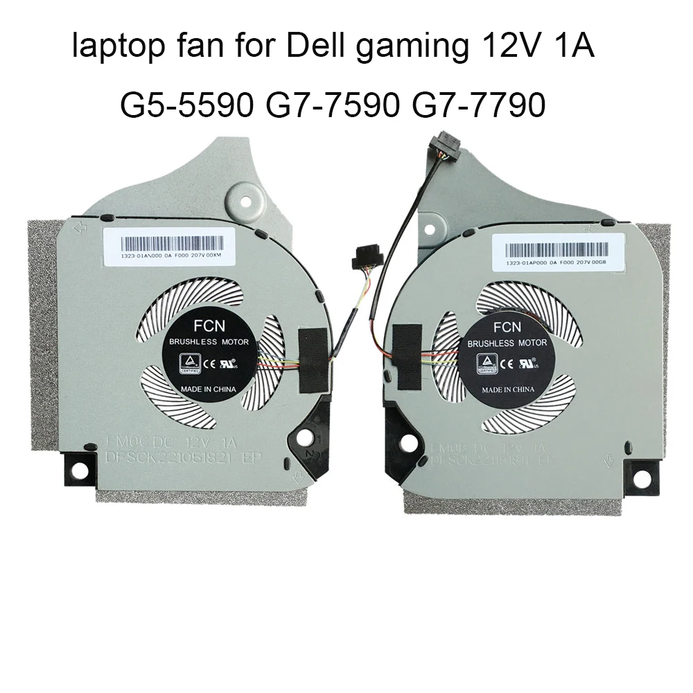 Resfriador para Cpu Ventiladores para Dell Inspiron g5 5590 g7 7790 7590 006kt2 06kt2 09thtn 9thtn pc Ventilador Cpu Vga Cooler Dc12v 1a