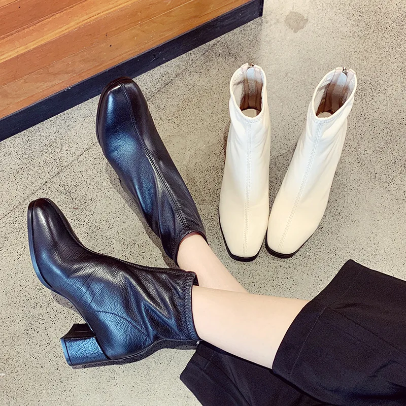 

2019 Autumn And Winter New Style Korean-style Short Boots Women's Chunky High Heel Fairy Versatile High-End Boots