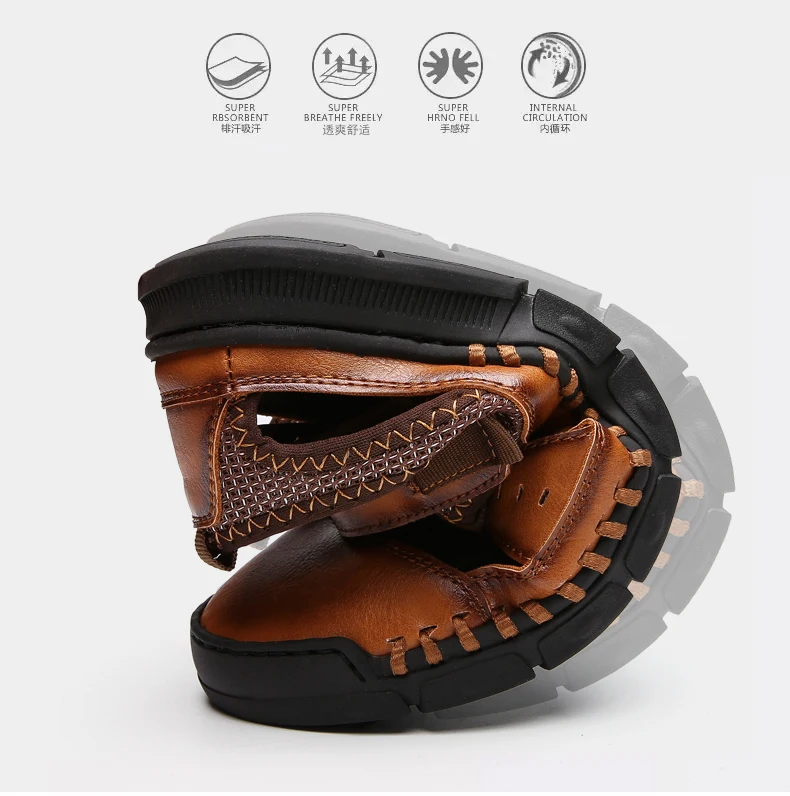 Brand New Fashion Summer Beach Breathable Men Sandals Genuine Leather Men's Sandal Man Causal Shoes Plus Size 38-46