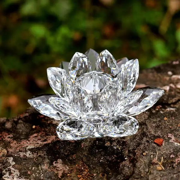 Dia40cm Хрустальный цветок лотоса декор с отверстием для фрагмента автомобиля Декор Цветок лотоса Стекло ремесла - Цвет: crystal