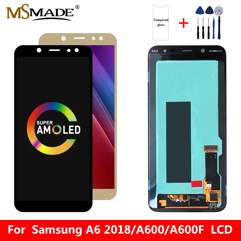 Супер AMOLED ЖК дисплей для Samsung Galaxy A6 2018 A600 A600F SM A600FN сенсорный экран дигитайзер Запасные части|Экраны мобильных
