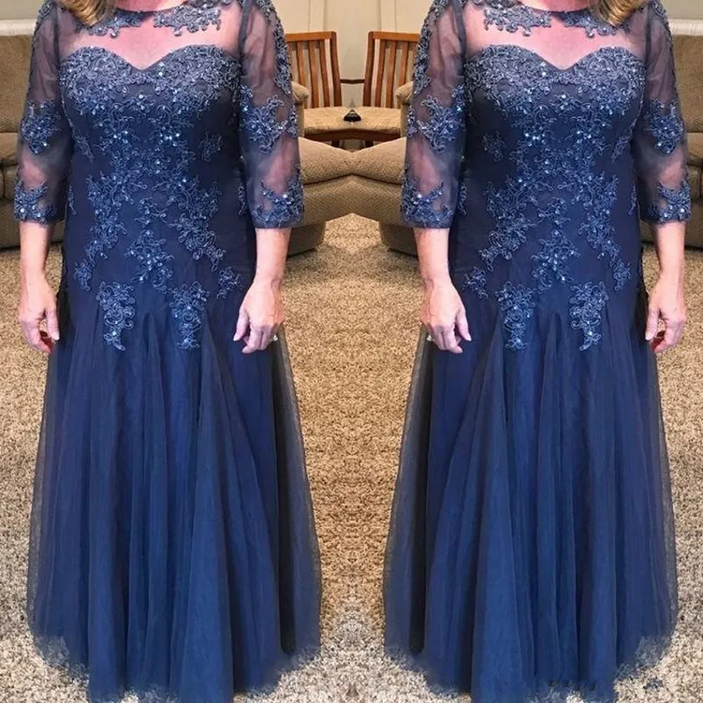 

Sheer Mother of the Bride Dress 2019 Lace Appliques vestido de madrinha Mother of the Bride Wedding Party Dress Vestido De Novia