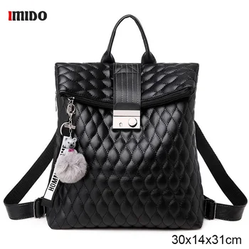 

2020 Brand Designer Women's Quilted Leather Backpack Purse Ladies Fashion Leisure Rucksacks Anti Theft Backpacks with Lock Black
