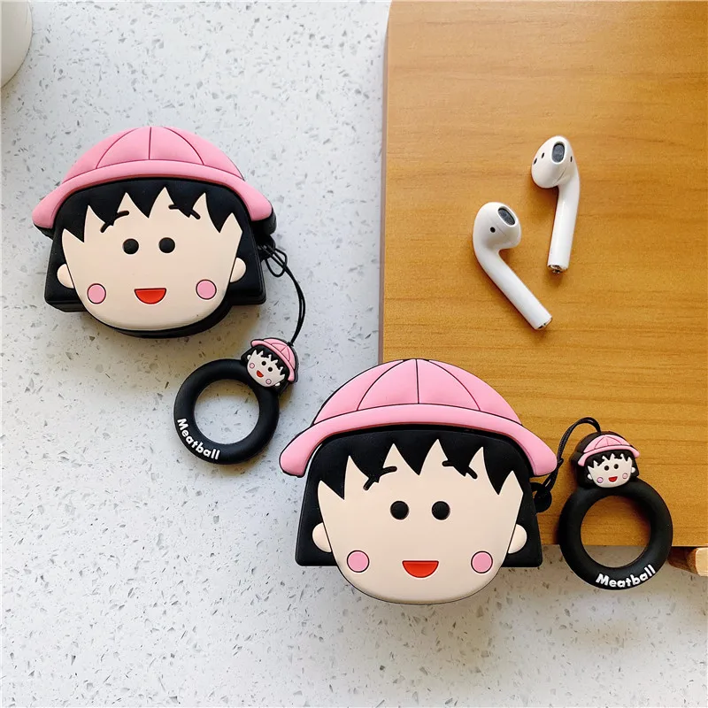 3D милые японские мультфильмы Chibi Maruko корпусы гарнитурные для Apple Airpods 1/2 Забавный силиконовый защитный чехол для наушников Аксессуары