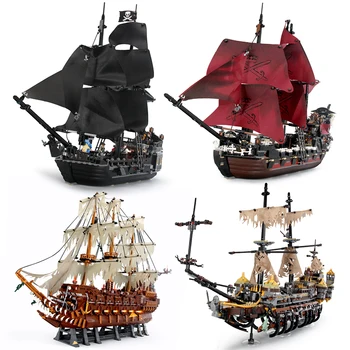 

The Black Pearl Queen Anne Movie Series Pirates Of Caribbean Ship Boat Sets Model Building Kits Blocks Bricks Toys For Children