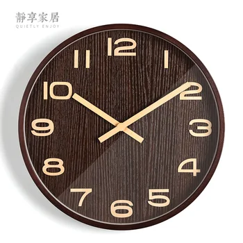 

Nordic Large Wall Clock Retro Living Room Clocks Wall Home Decor Solid Wood Creative Bedroom Silent Relogio De Parede Gift FZ703