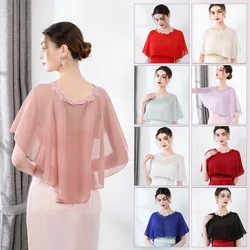 Fashionable Womens Ladies Wedding Capes Wedding Jacket Wraps Chiffon  Bridal Bolero Wraps Evening Wedding Cover
