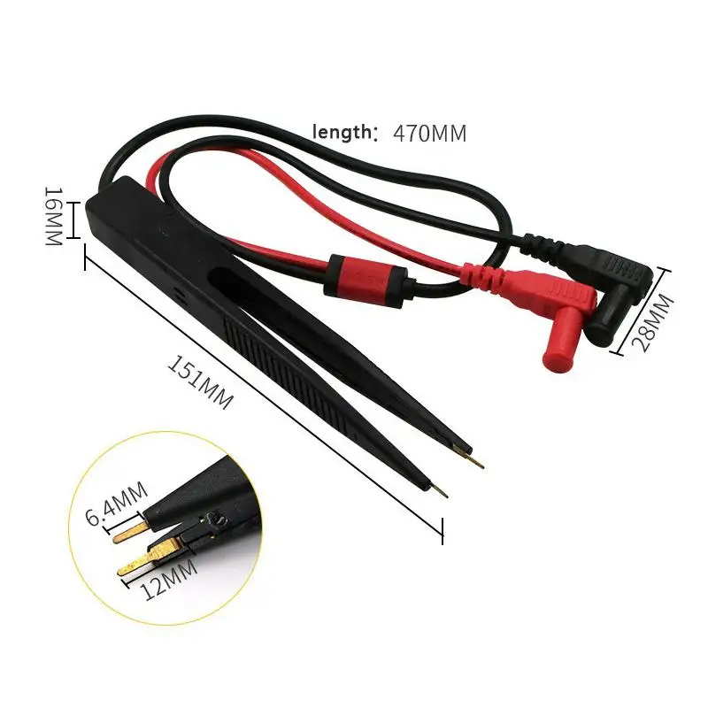 SMD Multimeter Probe Inductor Test Clip Meter Probe Wire Tweezers Needle Leads Pin Tester for Digital Resistor Capacitor Cable