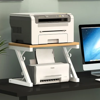 

Printer Shelf Document Receiving Telephone Shelf desk accessories Functional Dual-deck Solid Wood Copier Office Desktop Shelf