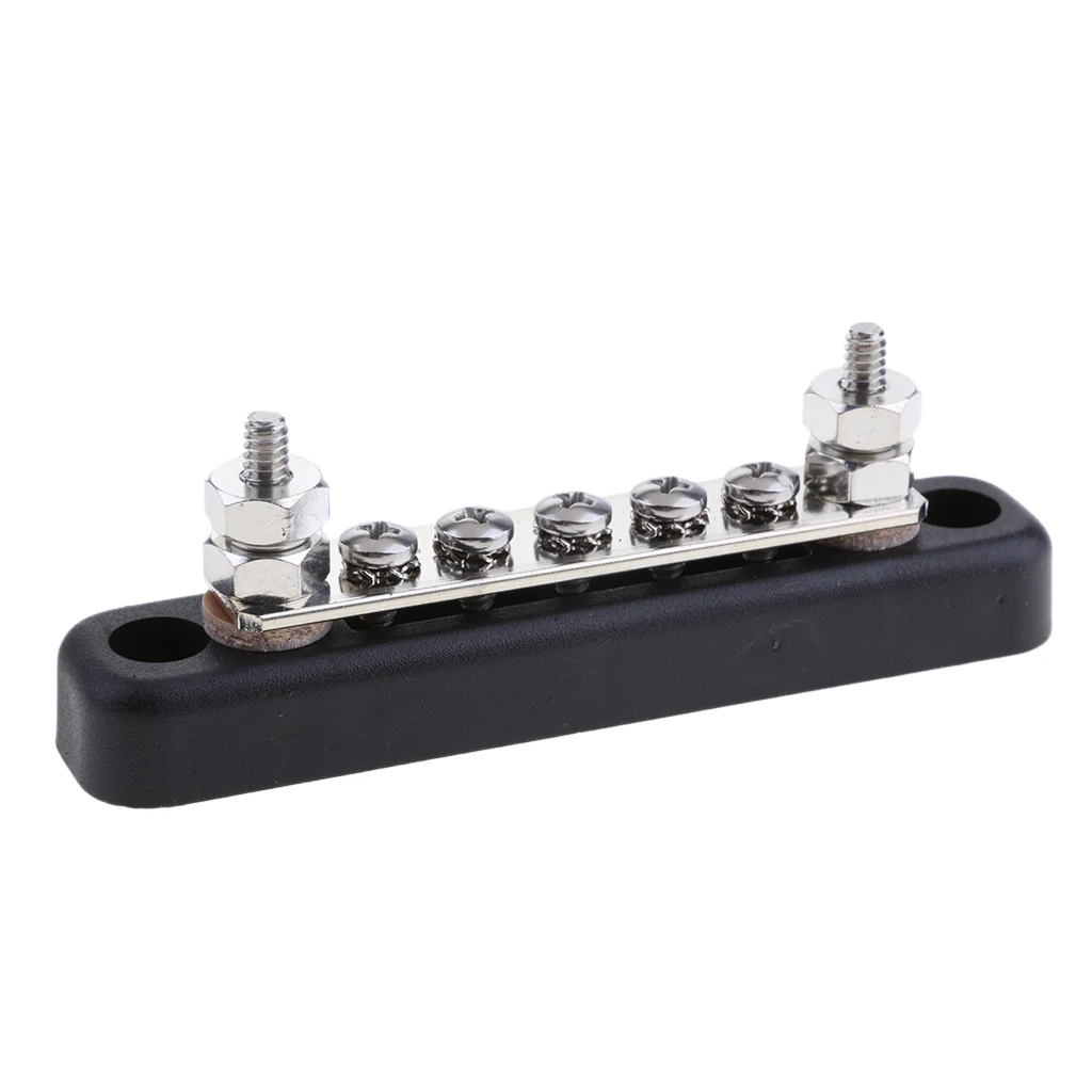 Auto Marine 100A Power Distribution Bus Bar Terminal Block 5 Screw + 2 Studs