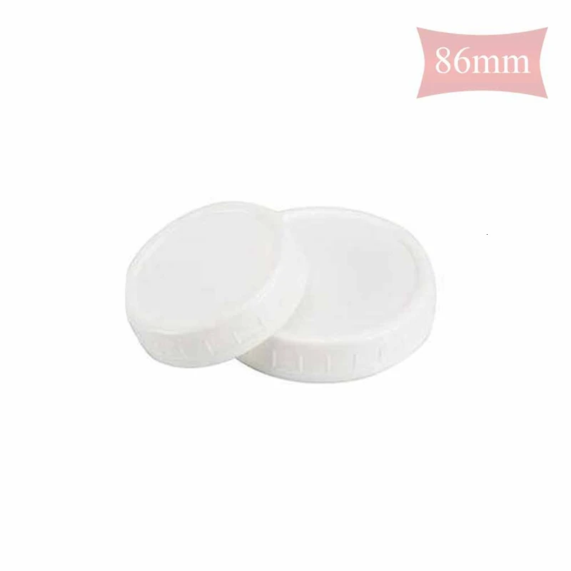 white Крышки для банок Mason 86 мм для маленьких 4 унций-большие 64 унции баночки-Ker Kerr стеклянные пищевые пластиковые крышки для баночек mason - Color: white