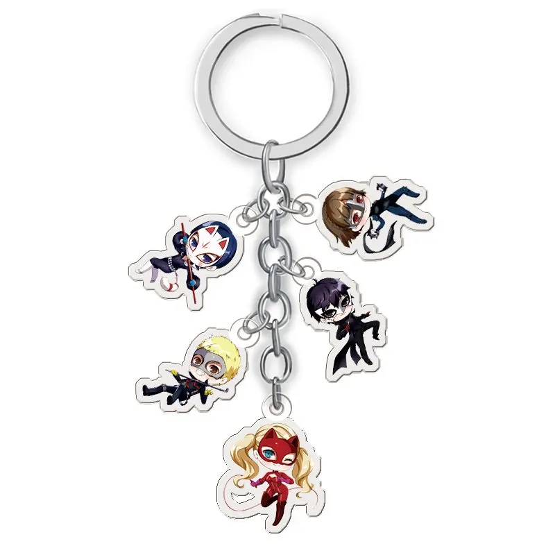 

Game Persona 5 Keychain Cartoon Figure Akira Kurusu Anne Takamaki Double Sided Acrylic Key Ring