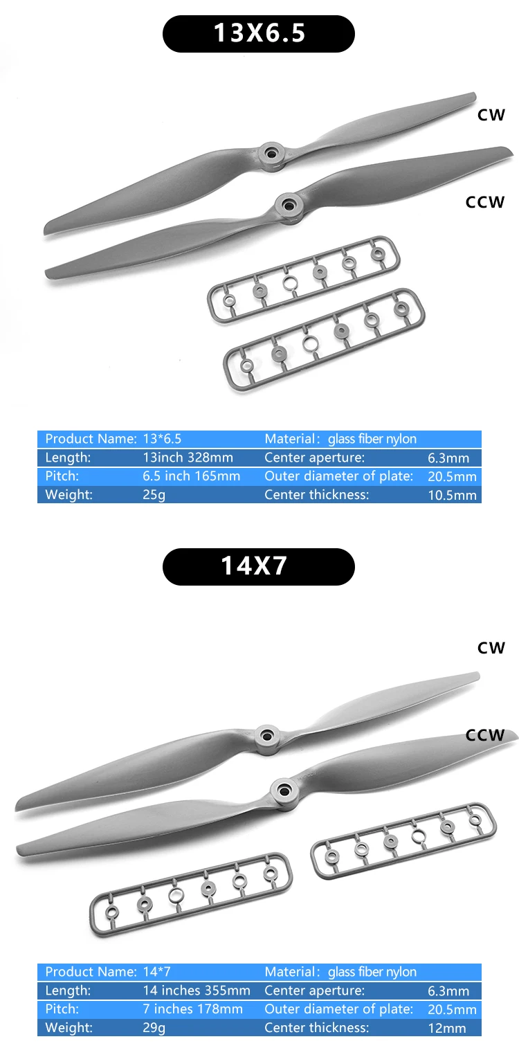 5PCS AEO New APC Nylon Glass Fiber Electric Propeller - 7X5 8X6 9X6 10X7 11X7 12X6 13X6.5 14X7 Prop For RC Airplane APC 12