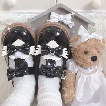 

Womens Lolita Round Toe Bowknot Heart Wings Decor Sweet Pumps Low Heel Creepers Cosplay Mary Jane Shoes New 8Colors