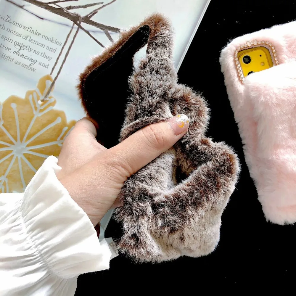 Warm Cute Piggy Fluffy Wristband Phone Case (16)