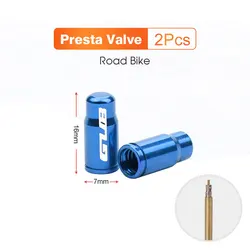 Set of 2 Aluminum CNC Bicycle Tire Valve Caps - Durable Dustproof Covers (2pcs Blue-Presta)