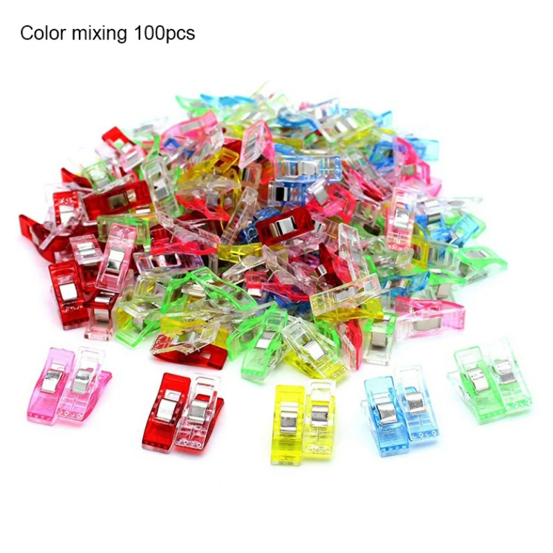 

100PCS Colorful Plastic Small Sewing Clip DIY Apparel Sewing Tools Accessories Sewing Craft Quilt Binding Clip Bag