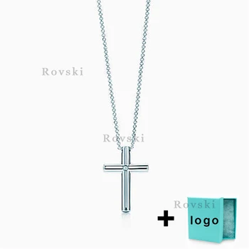 

XL TFX Rllen Popular Sterling Silver Tridimensional Cross Necklace Suitable for Women's Party Jewelry Wholesale Free Delivery.