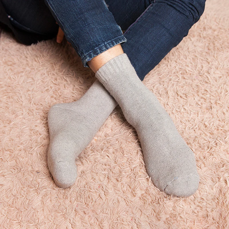 Winter Thicken Men's Socks  Warm Wool Socks Man Plus Velvet Long Crew Socks Calcetines meias