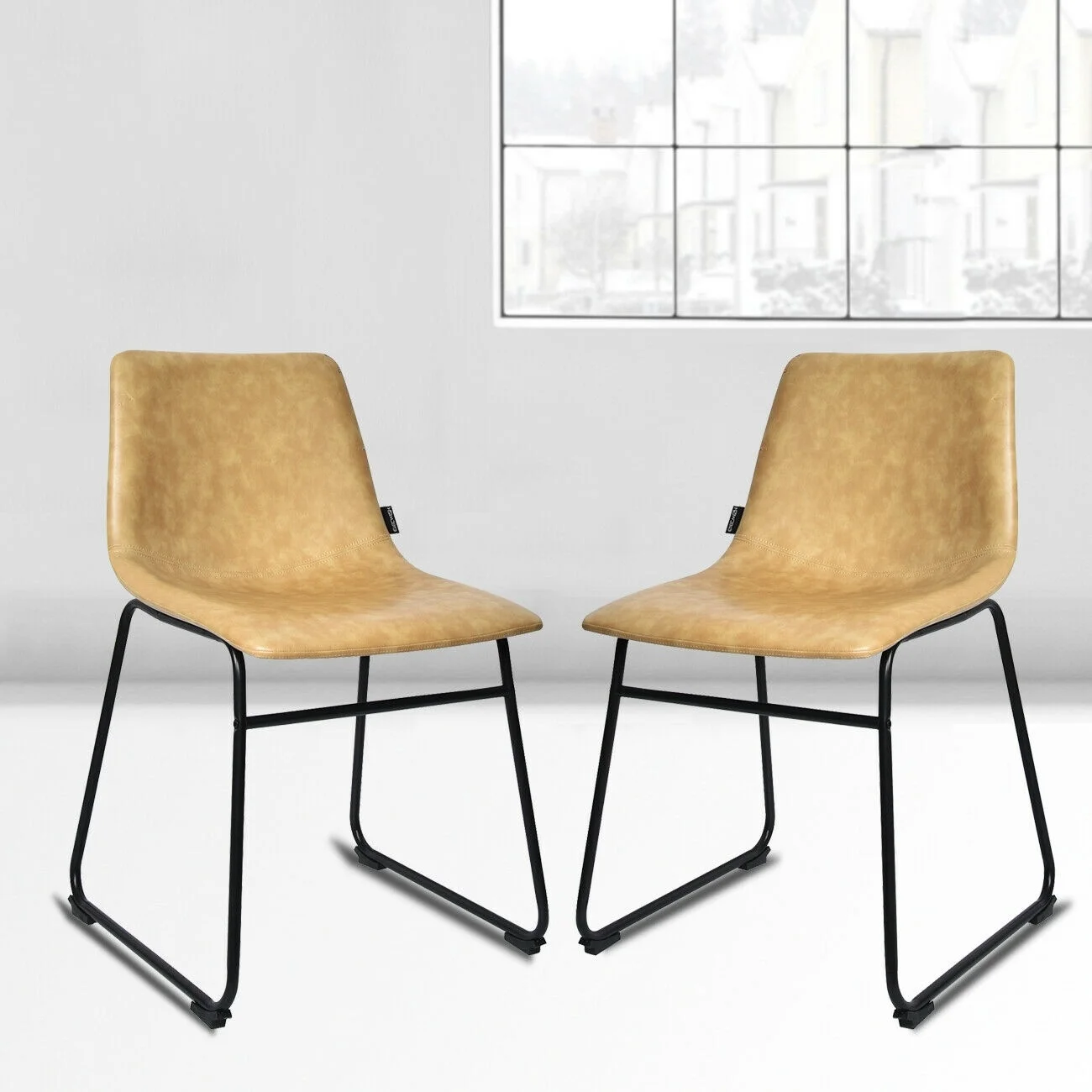 

Set Of 2 Adjustable Vintage Bar Stools Kitchen Dining Chairs PU Leather