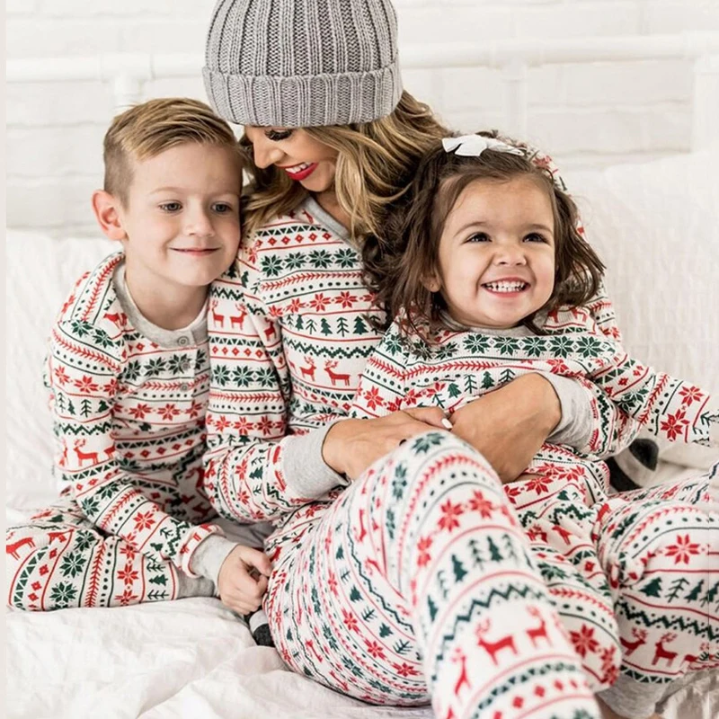 Lossky/семейные рождественские пижамы комплект из двух предметов, брючный костюм осенняя одежда для родителей и детей размера плюс праздничная одежда для отдыха