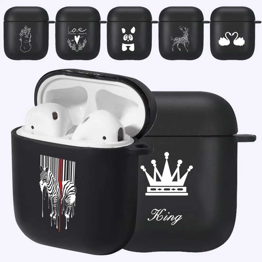 

AirPod Cases for Apple Airpods 1st/2nd Generation Black Soft Silicone Bluetooth Wireless Earphone Cover Pattern Headphone Case