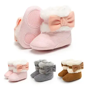 

Super Warm Newborn Baby Girls Princess Winter Boots Bow/Eyes First Walkers Anti-slip Infant Toddler Child Girl Footwear Shoes