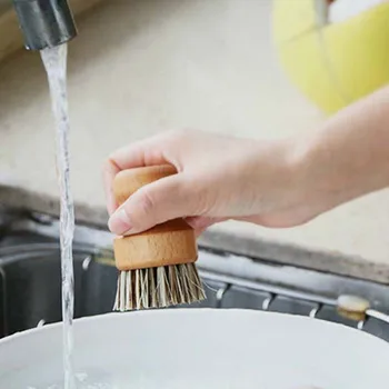 

Vegetable Kitchen Brush Scrubbing Heat Resistant Washing Pot Brush Bowl Durable Dish Cleaning Tool Skillet Wooden Handle Pans