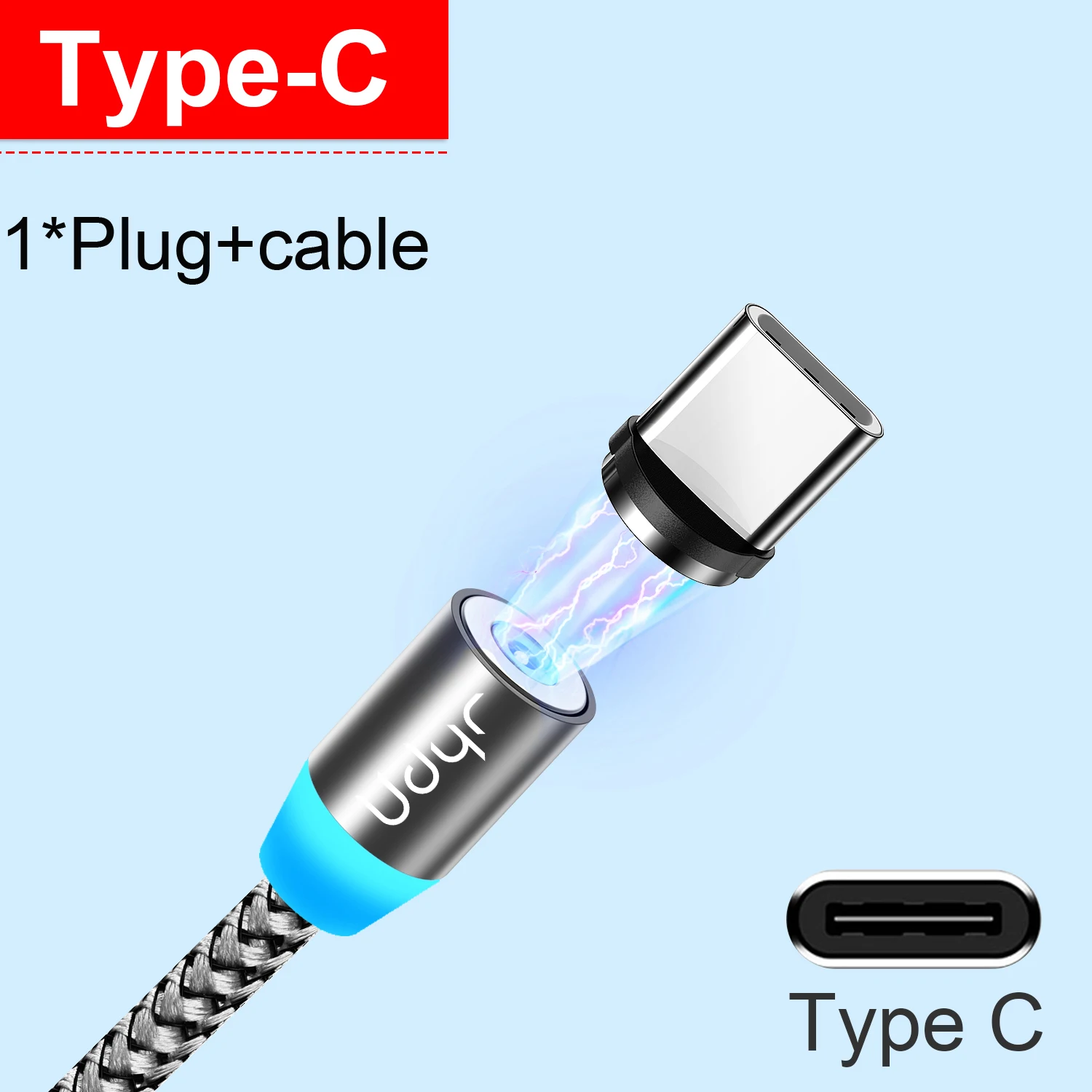 Udyr 1 м 2 м Магнитный кабель Micro usb type C Магнитный usb кабель для зарядки iPhone xr huawei samsung кабели для мобильных телефонов USB шнур - Цвет: for type c gray