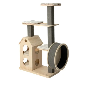 

Imported Finnish Pine Solid Wood Cat Climbing Frame Stable Cat Litter Cat Tree Silent Treadmill Runner Cat Castle