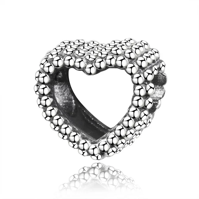 1487 925 Sterling Silver Classic Heart Shape 15 Charm Beaded Bracelet DIY Accessories Beaded Free Shipping Wholesale - Цвет: 1487
