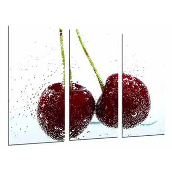 

Fruit Cherries Submerged in Water, photo print on wood, modern picture decorative 26889
